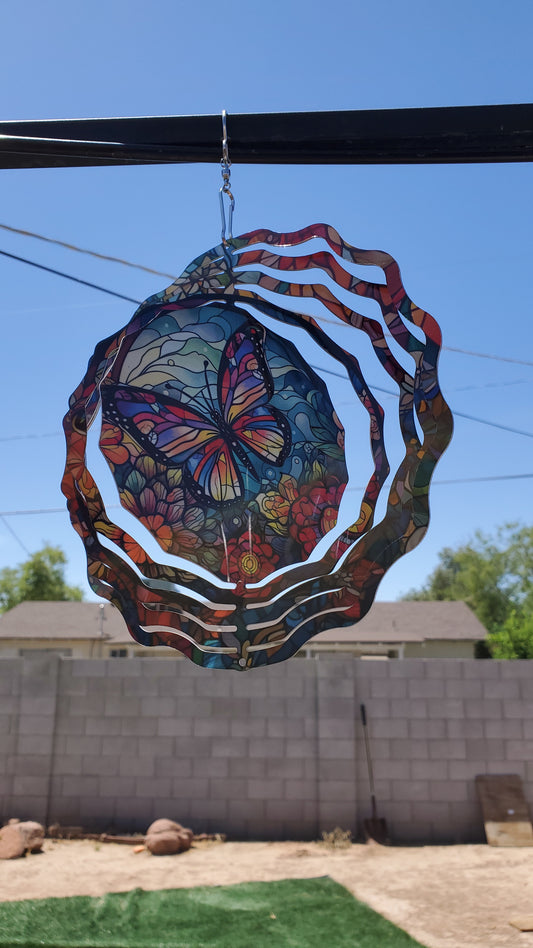 Butterfly stainglass wind spinner