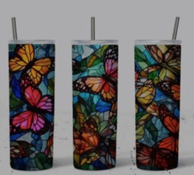 Stainglass butterfly tumbler