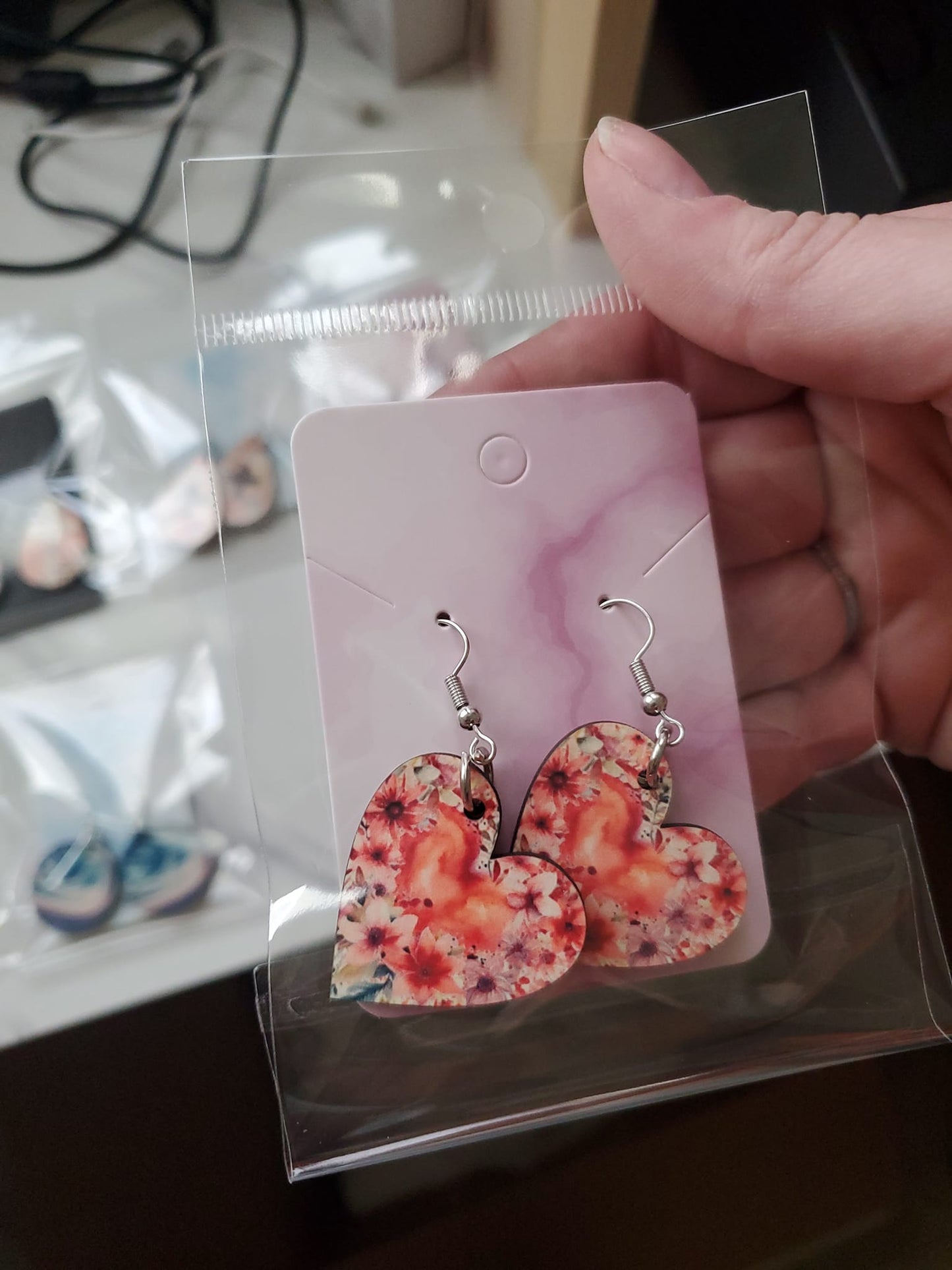 heart shaped flower earrings