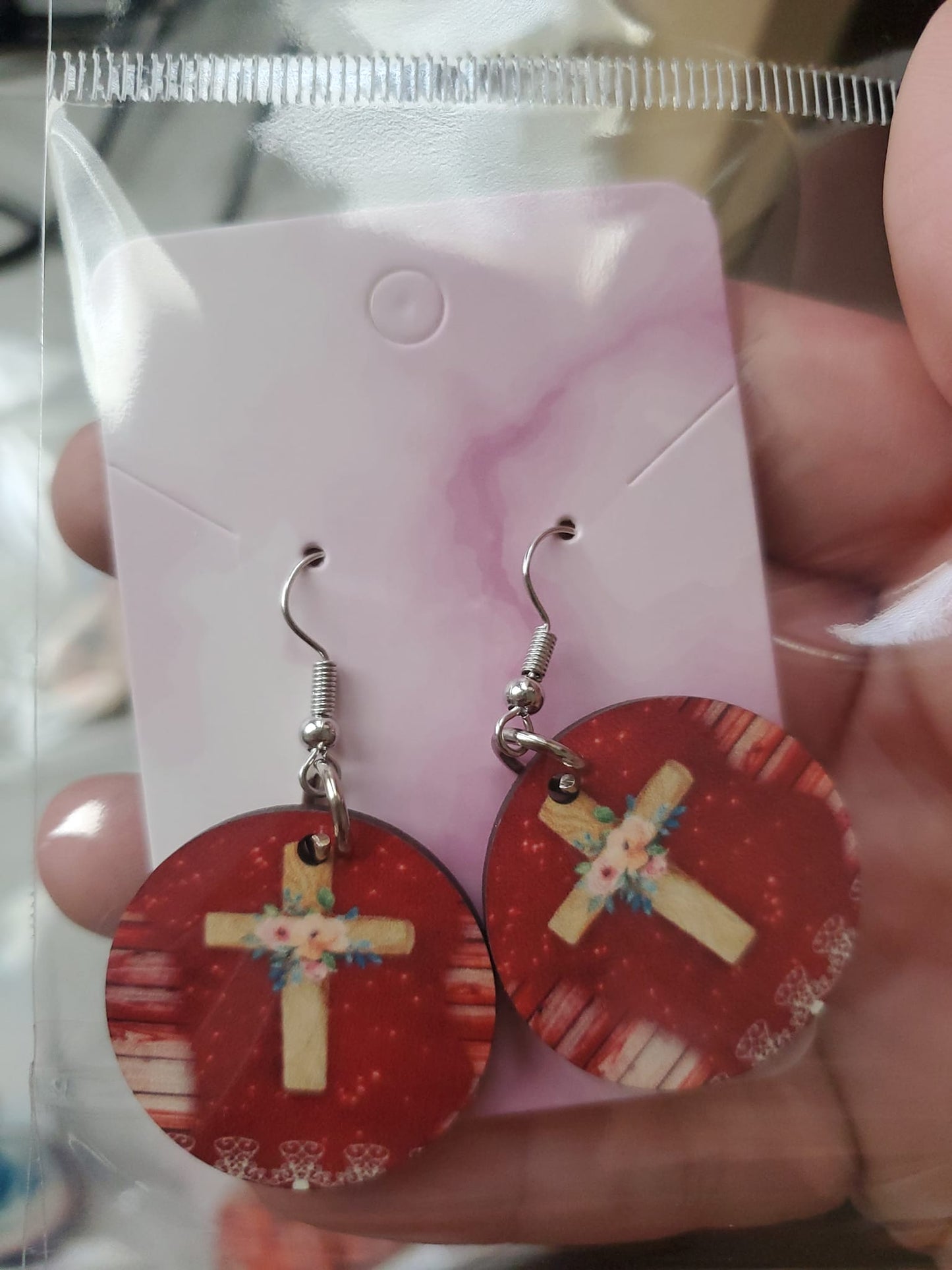 red cross earrings